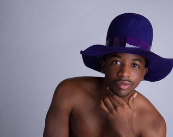 Purple large Pharrell Williams Style Hat. Handmade.  Made to Measure. Furfelt hat