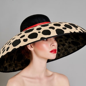 The Carolina Large Polka Dot AudreyHepburn Inspired Large Dome Hat, Ideal for Weddings, Royal Ascot, Kentucky Derby, Mother of the Bride image 7