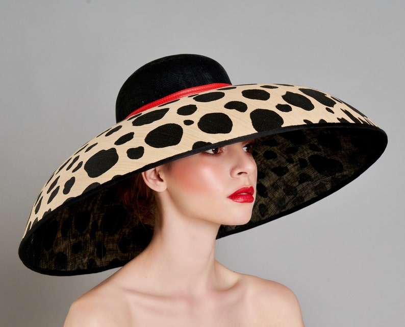 The Carolina Large Polka Dot AudreyHepburn Inspired Large Dome Hat, Ideal for Weddings, Royal Ascot, Kentucky Derby, Mother of the Bride image 7