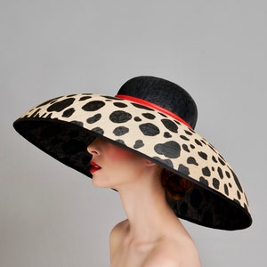 The Carolina Large Polka Dot AudreyHepburn Inspired Large Dome Hat, Ideal for Weddings, Royal Ascot, Kentucky Derby, Mother of the Bride image 3
