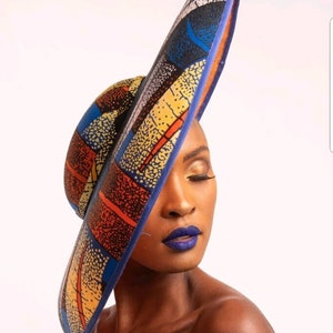 Rufaro.- Ankara/Sinamay Side Sweep Fascinator- Weddings,  Wedding Guest, Mother