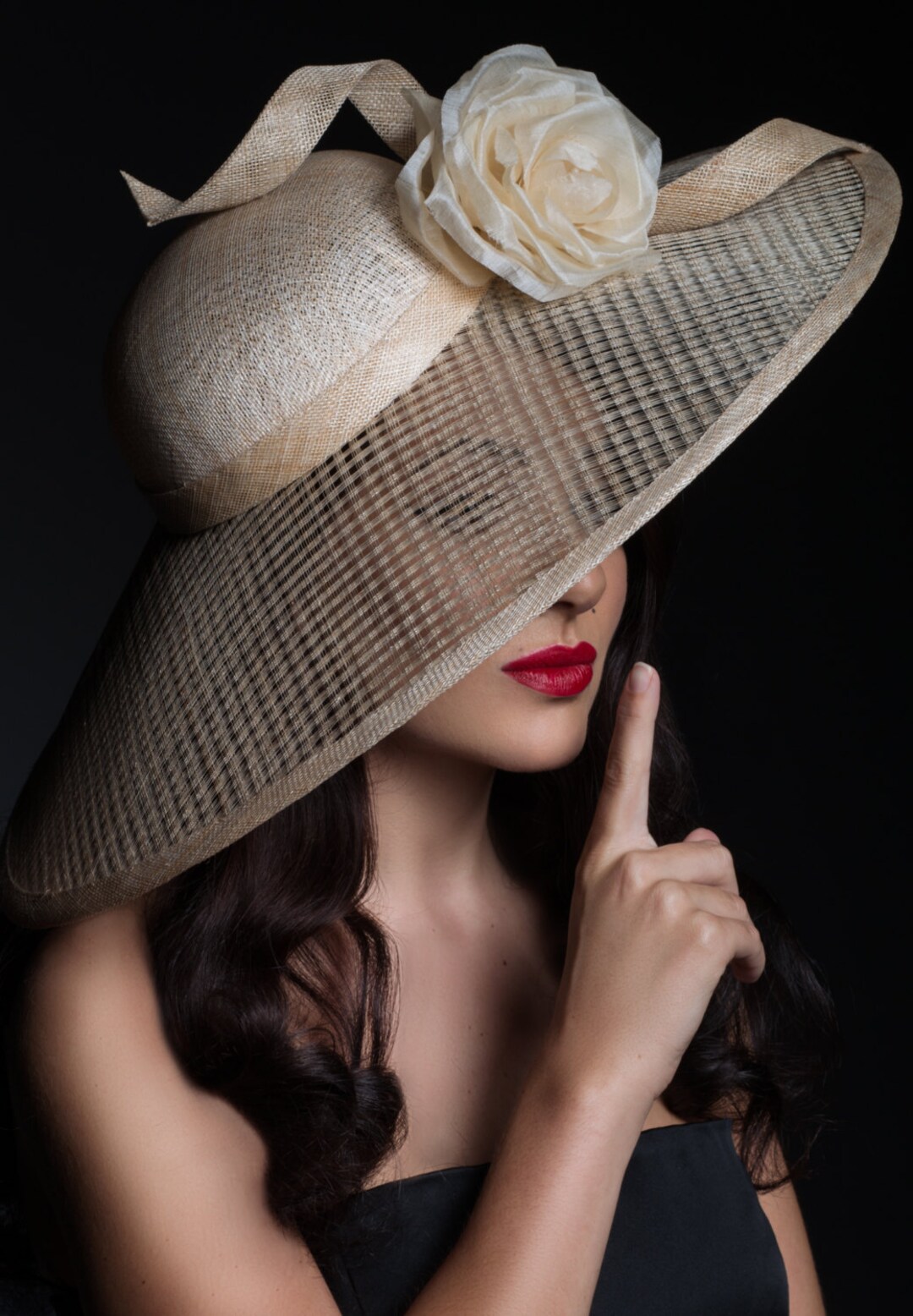 Inverni Italy Sinamay Kentucky Derby Wide Brim Straw Hat Elegant Kentucky Derby Hat: Ivory Sinamay Wide Brim for Church & Tea  main image 4