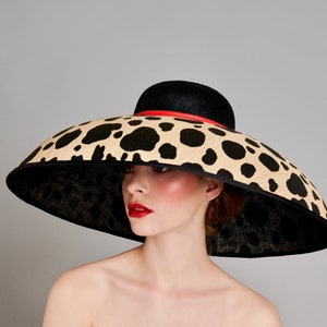 The Carolina Large Polka Dot AudreyHepburn Inspired Large Dome Hat, Ideal for Weddings, Royal Ascot, Kentucky Derby, Mother of the Bride image 2