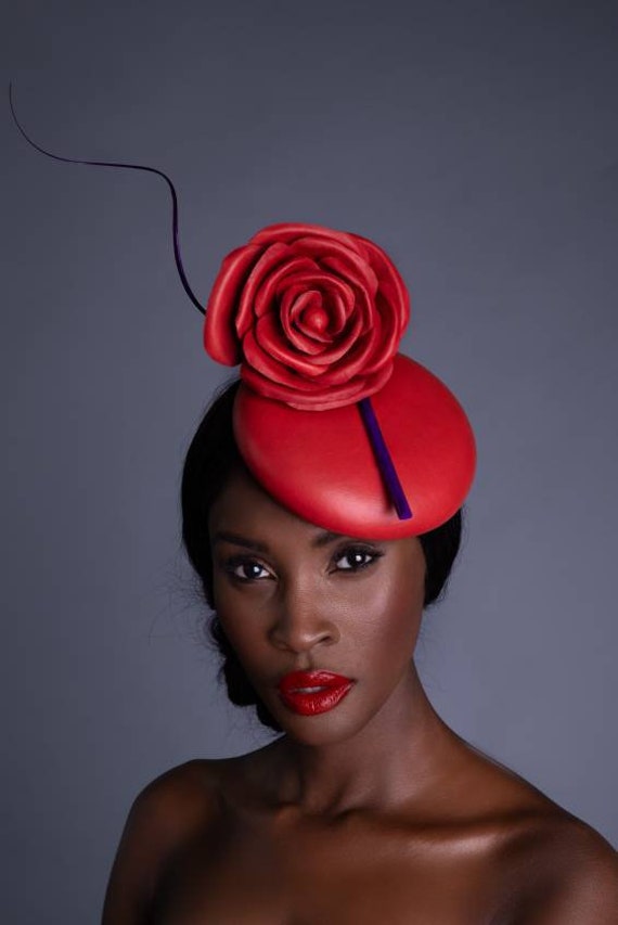 Elegant Red Fascinator Hat glam looks like new Amazon.com: SIDUFHAOPKLL Red Hats for Children with Feather  main image 3