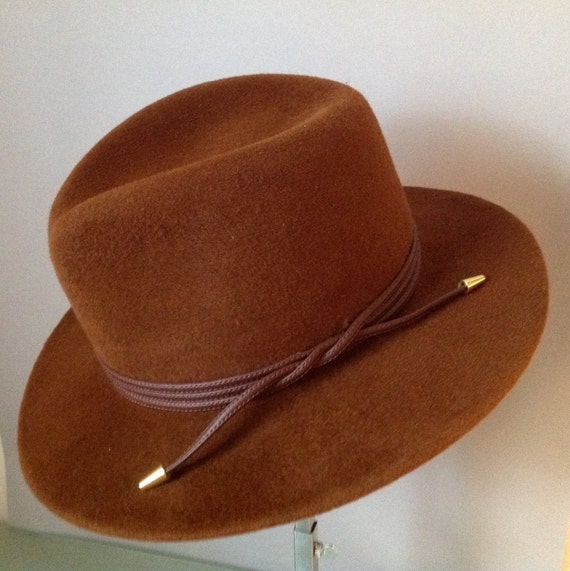 Handmade Brown Fedora With Tripple Faux Leather Trim - Etsy display picture 1