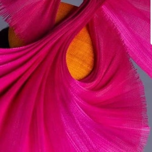 Freesia Pink and orange Jinsin/Sinamay fascinator for Royal Ascot, Wedding Guest, Ladies Day, Melbourne Cup, Mother of bride image 3