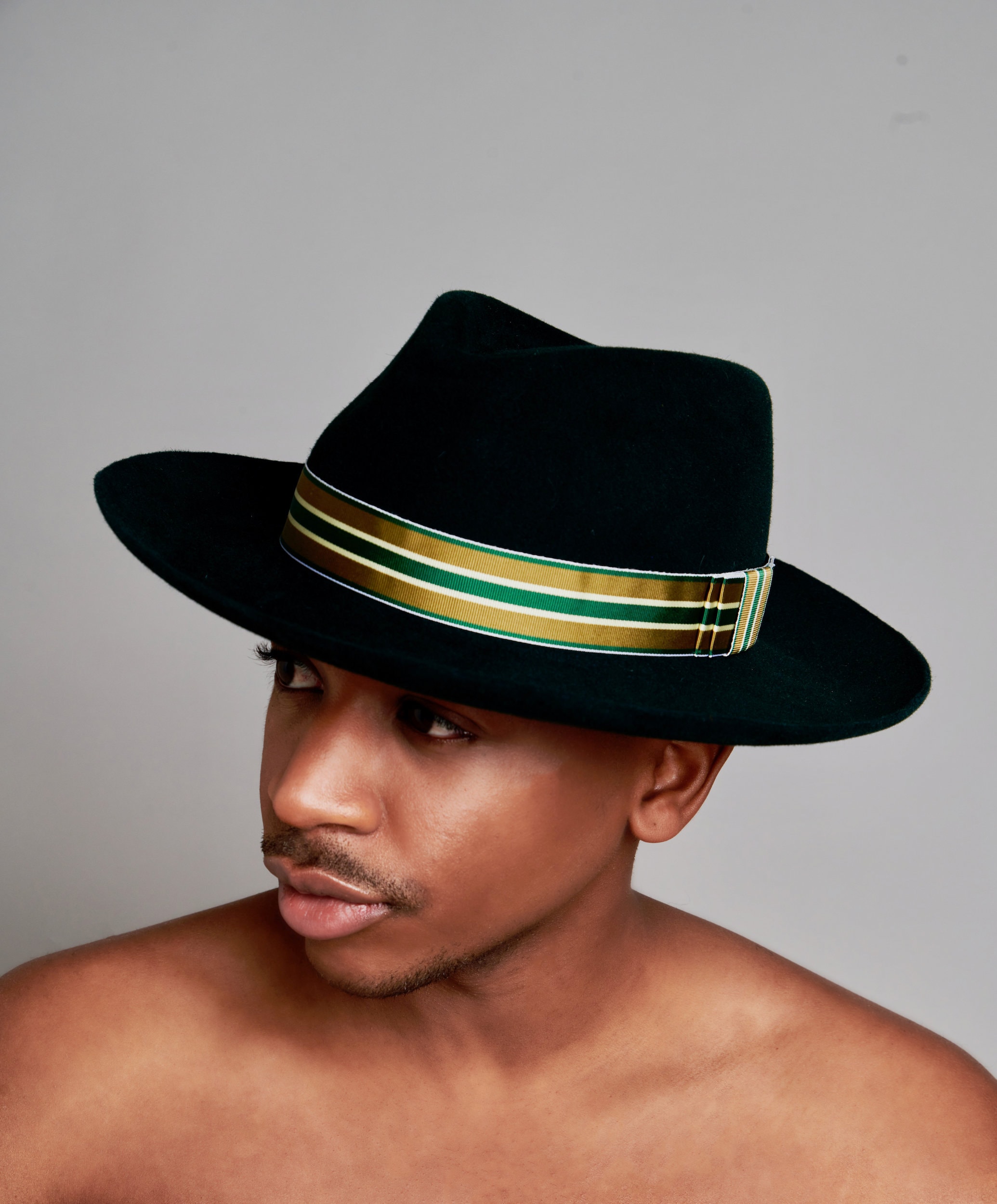 Green Upturned Brim Fedora 