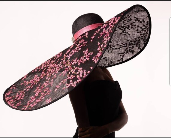 large brim black wedding hats