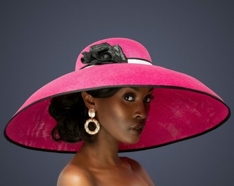 Bellerose - Large Pink Handmade Dome Shaped Hat - Audrey Hepburn Inspired