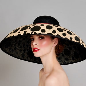 The Carolina Large Polka Dot AudreyHepburn Inspired Large Dome Hat, Ideal for Weddings, Royal Ascot, Kentucky Derby, Mother of the Bride image 4