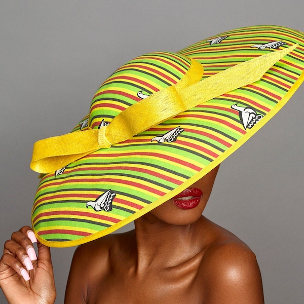 Chido - Zimbabwe Print Ankara/Sinamay Side Sweep Fascinator- Weddings,  Wedding Guest, Mother