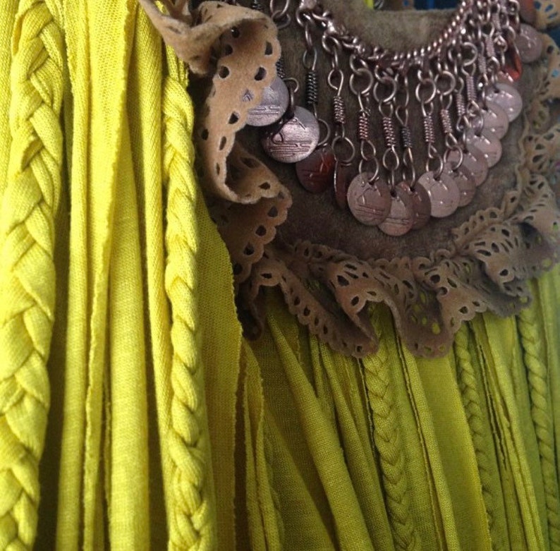 Genuine leather halter neck- tassel fringe women\u2019s festival dress Bohemian mini dress