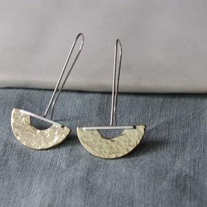 Brass earrings, large earrings, drop earrings, silver earrings, silver jewellery, brass jewellery, handmade jewellery Textured