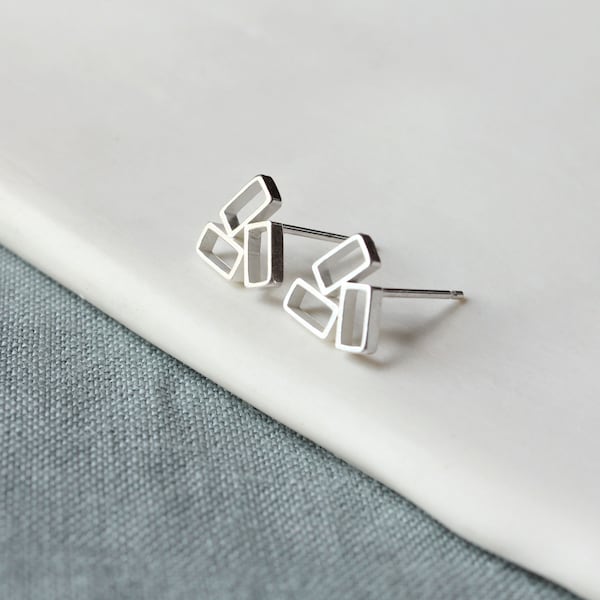 Geometric studs, silver studs, silver earrings, geometric earrings, silver jewellery, small studs, small silver studs,