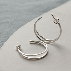 Silver hoops, Statement hoops, hoop earrings, Gifts for her, Silver Jewellery, Handmade Jewellery image 1