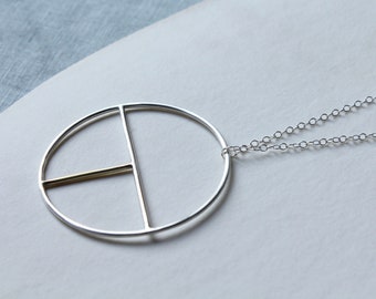 Pendant necklace, silver necklace, circle necklace, circle pendant, silver jewellery, geometric jewellery