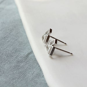 Geometric studs, silver studs, silver earrings, geometric earrings, silver jewellery, small studs, small silver studs, image 2