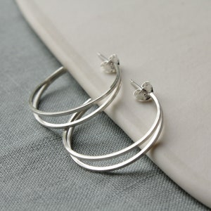 Silver hoops, Statement hoops, hoop earrings, Gifts for her, Silver Jewellery, Handmade Jewellery image 3