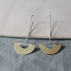 Brass earrings, large earrings, drop earrings, silver earrings, silver jewellery, brass jewellery, handmade jewellery Smooth