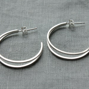 Silver hoops, Statement hoops, hoop earrings, Gifts for her, Silver Jewellery, Handmade Jewellery image 5