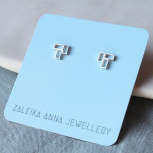 Geometric studs, silver studs, silver earrings, geometric earrings, silver jewellery, small studs, small silver studs, image 6