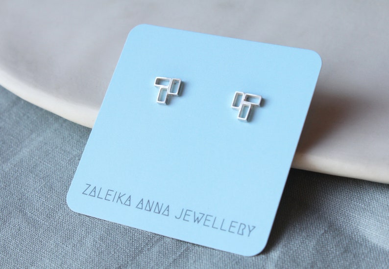 Geometric studs, silver studs, silver earrings, geometric earrings, silver jewellery, small studs, small silver studs, image 6