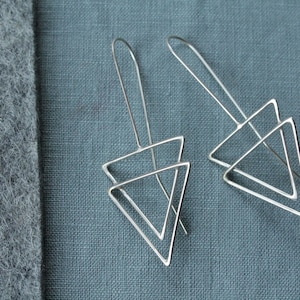 Triangle Earrings, Triangle Jewellery, Silver Jewellery, Geometric Earrings, Gifts for her, Handmade Jewellery
