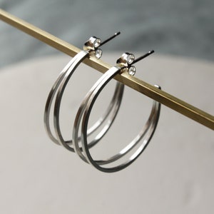 Silver hoops, Statement hoops, hoop earrings, Gifts for her, Silver Jewellery, Handmade Jewellery image 2