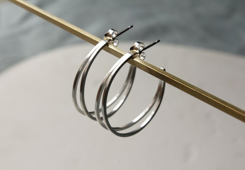 Silver hoops, Statement hoops, hoop earrings, Gifts for her, Silver Jewellery, Handmade Jewellery image 2