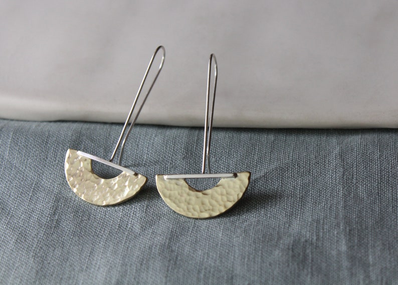 Brass earrings, large earrings, drop earrings, silver earrings, silver jewellery, brass jewellery, handmade jewellery Textured