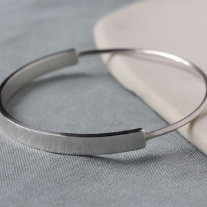 Silver Bangle, Silver jewellery, geometric jewellery, minimal jewellery, stacking bangle, handmade jewellery, chunky jewellery image 4