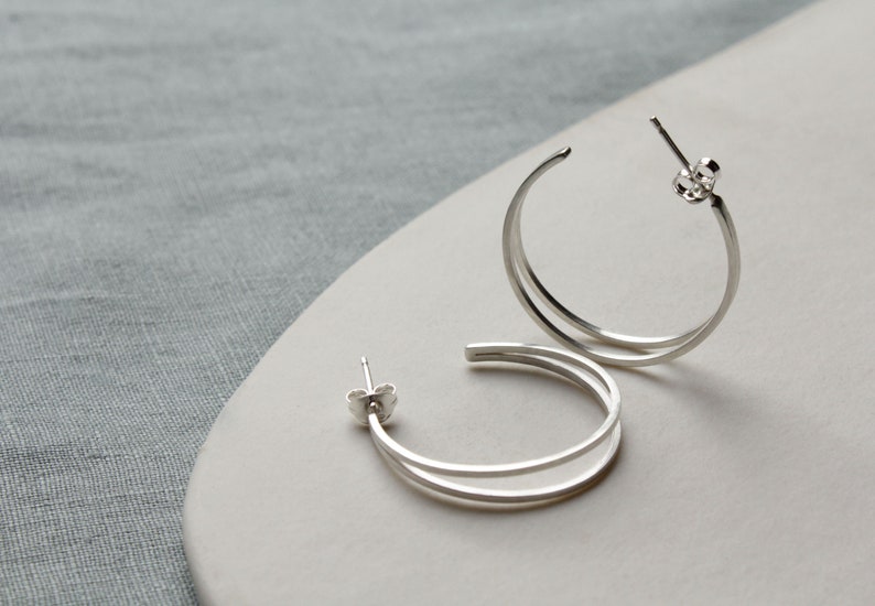 Silver hoops, Statement hoops, hoop earrings, Gifts for her, Silver Jewellery, Handmade Jewellery image 1