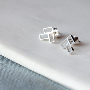 Geometric studs, silver studs, silver earrings, geometric earrings, silver jewellery, small studs, small silver studs, image 5