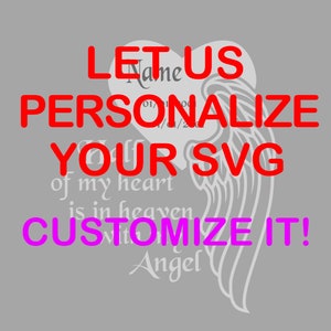 Personalize your SVG .pdf .eps .dxf .png digital file with name & date / Custom names and dates in heart / Cricut, Silhouette +