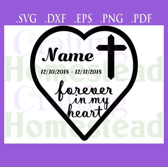 Angel Heart Memorial Cross Always Remember Forever Heart In Etsy