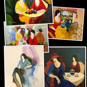 Itzchak Tarkay (israelischer Künstler) Kunstdruck “Sisters” matt ~ Ungerahmt