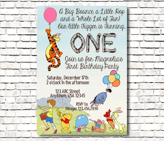 Tigger Themed Birthday Invitation Winnie The Pooh Etsy