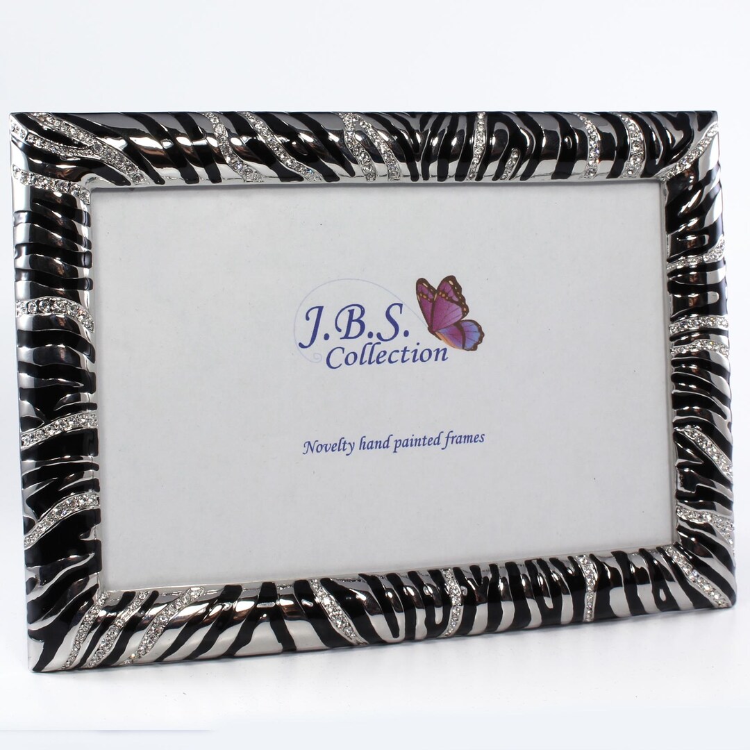 Bejeweled Zebra Pattern 4x6 Rectangle Photo Frame, Enamel Painted W ...