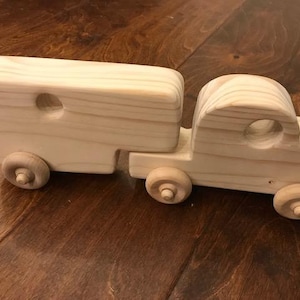 FREE SHIPPING!! Handmade Wooden Toy 6 Wheel Cab & Trailer