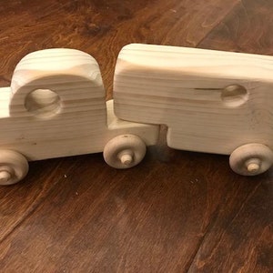 FREE SHIPPING!! Handmade Wooden Toy 6 Wheel Cab & Trailer