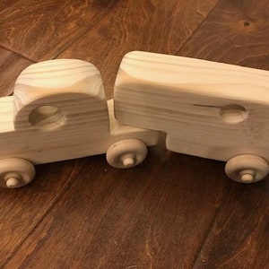 FREE SHIPPING!! Handmade Wooden Toy 6 Wheel Cab & Trailer