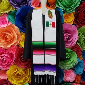 Mexican zarape sarape graduation gift ONE day SHIPPING graduation gift VIRGEN and Mexican Symbol sash stole
