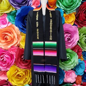 Mexican zarape sarape Class Of 2024 and First Generation graduation gift ONE day SHIPPING graduation gift sash stole