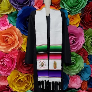 Mexican zarape sarape graduation gift ONE day SHIPPING graduation gift virgin and mexican Symbol in bottom sash stole
