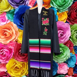 Mexican zarape sarape Class Of 2024 graduation gift One day SHIPPING graduation gift ROSES sash stole