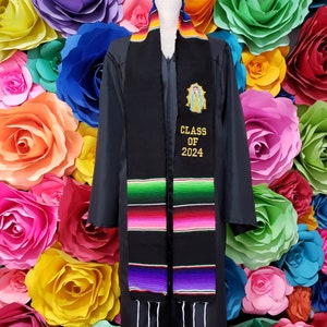 Mexican zarape sarape Class of 2024 graduation gift ONE day SHIPPING graduation gift Little VIRGIN sash stole