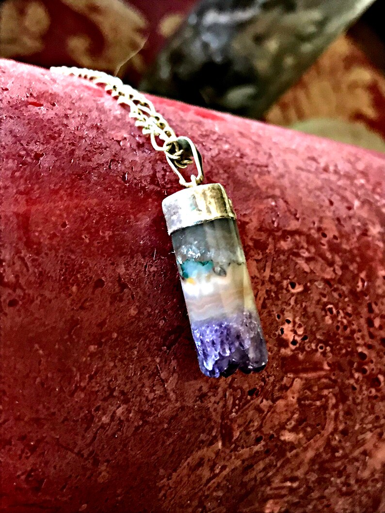 Amethyst Cylinder PendantAmethyst NecklaceCrystal JewelrySpiritual WearMeditationZenHealing JewelryGiftsEnlightened Jewelry