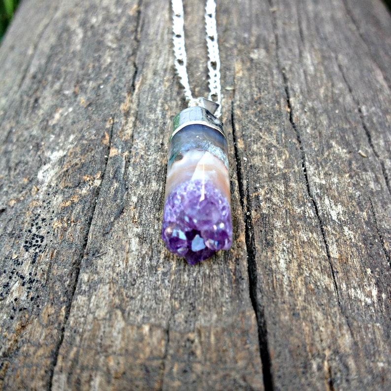 Amethyst Cylinder PendantAmethyst NecklaceCrystal JewelrySpiritual WearMeditationZenHealing JewelryGiftsEnlightened Jewelry