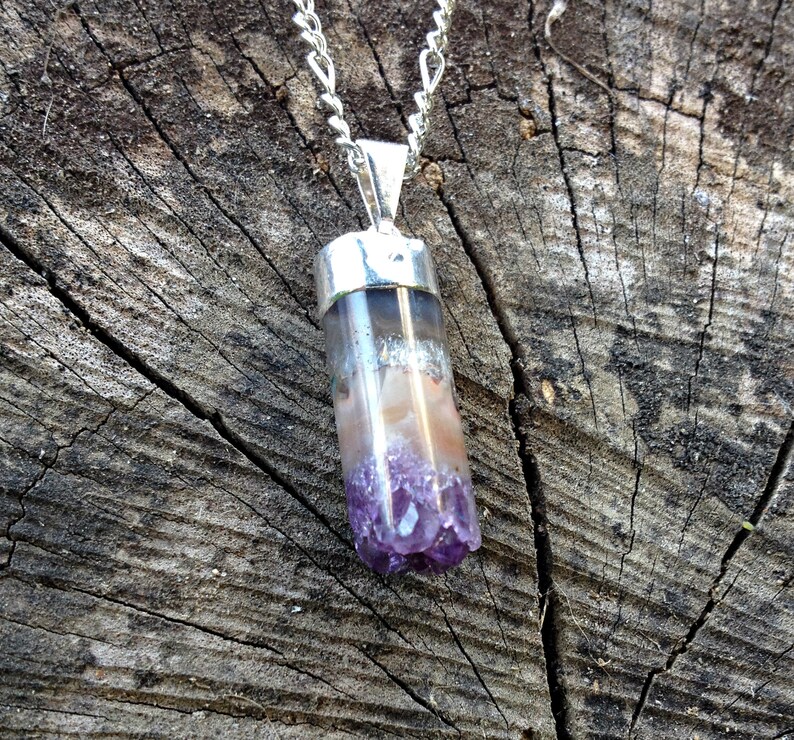 Amethyst Cylinder PendantAmethyst NecklaceCrystal JewelrySpiritual WearMeditationZenHealing JewelryGiftsEnlightened Jewelry