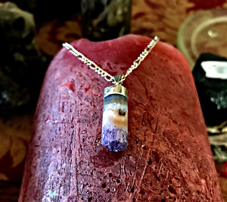 Amethyst Cylinder PendantAmethyst NecklaceCrystal JewelrySpiritual WearMeditationZenHealing JewelryGiftsEnlightened Jewelry